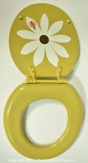 Mid Century Sears Enamel Painted Toilet Seat "Gold Bug" New in Box. 