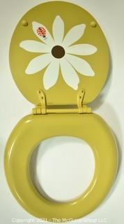 Mid Century Sears Enamel Painted Toilet Seat "Gold Bug" New in Box. 