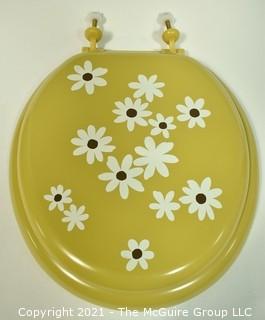 Mid Century Sears Enamel Painted Toilet Seat "Gold Bug" New in Box. 