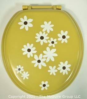 Mid Century Sears Enamel Painted Toilet Seat "Gold Bug" New in Box. 