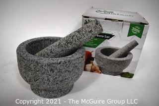  Unpolished Heavy Granite ChefSofi Mortar and Pestle Set  New in Box