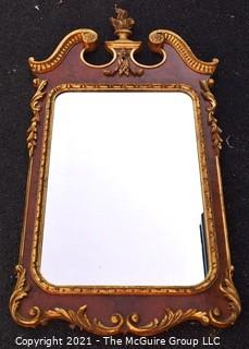 Antique Federal Style Burl Wood Veneer and Gilt Mirror Made in Italy.  Measures 28"W x 54"T