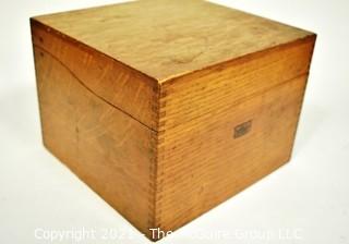 Vintage Weis Wooden File Box with Hand Written Recipe Cards. Measures 7" x 8" x 9".