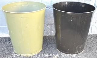 Two (2) Vintage Industrial Metal Trash Cans. 