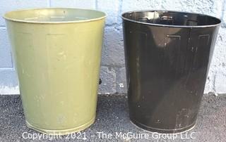 Two (2) Vintage Industrial Metal Trash Cans. 