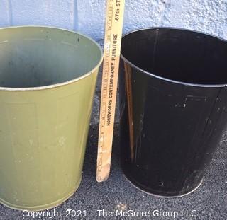 Two (2) Vintage Industrial Metal Trash Cans. 