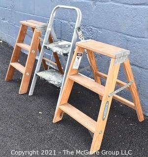 Three Folding Step Stools. 