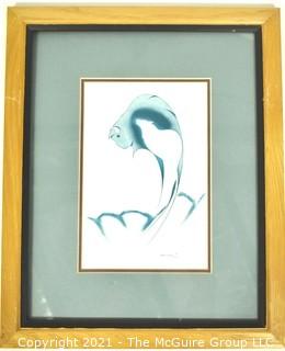 Framed Under Glass Lithograph Print "Eternal Conflict" Signed by Artist Garnet Tobacco. Measures 13" x 16".