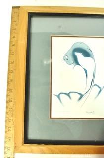 Framed Under Glass Lithograph Print "Eternal Conflict" Signed by Artist Garnet Tobacco. Measures 13" x 16".