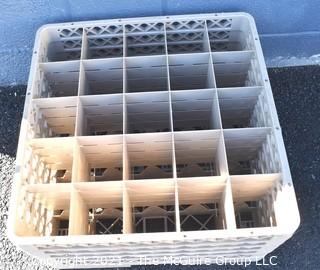 Five (5) Industrial Plastic Compartment  Full-Size Glass Rack. 