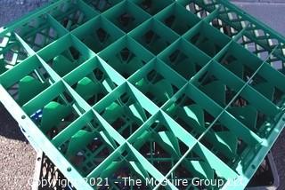 Five (5) Industrial Plastic Compartment  Full-Size Glass Rack. 