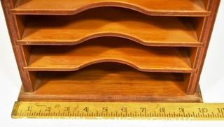 Vintage Wood Eight Level File Box. Measures 10" x 2" x 14". 