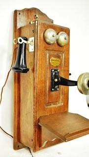 Swedish Antique Hercules Hand Crank Wall Telephone. {Note: Description Altered 10.14.2021 @ 6:46pm ET}