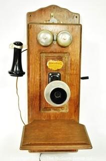 Swedish Antique Hercules Hand Crank Wall Telephone. {Note: Description Altered 10.14.2021 @ 6:46pm ET}