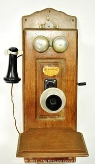 Swedish Antique Hercules Hand Crank Wall Telephone. {Note: Description Altered 10.14.2021 @ 6:46pm ET}