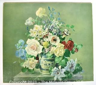 Oil on Canvas Giclee of Flowers in Vase Still Life Signed by Artist, Harold Clayton.  Measures 22" x 25" (Note: Description Altered 10/12/21 @ 4:42pm ET)