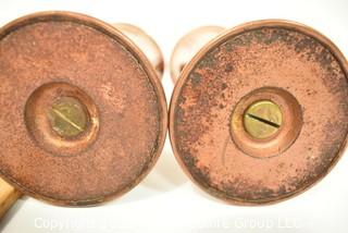 Set of Two (2) Copper "Minerva" Vases Made by Chase, Marked on Vase. 