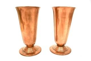 Set of Two (2) Copper "Minerva" Vases Made by Chase, Marked on Vase. 