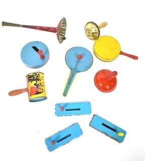 Group of Vintage Tin Party Noisemakers. 