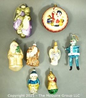 Hand Painted Mercury Glass Christmas Ornaments.  One Waterford. .