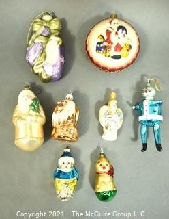 Hand Painted Mercury Glass Christmas Ornaments.  One Waterford. .