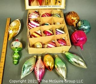 Two (2) Boxes of Vintage Hand Painted Mercury Glass Christmas Ornaments with Indents.