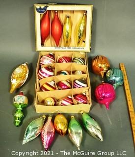 Two (2) Boxes of Vintage Hand Painted Mercury Glass Christmas Ornaments with Indents.