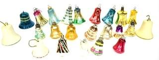 Vintage Bell Shaped Hand Painted Mercury Glass Christmas Ornaments with Indents.