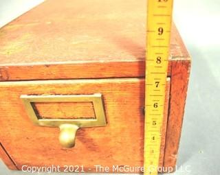 Industrial Wooden Library Card Drawer File Box.  Measures 8" x 10" x 16"