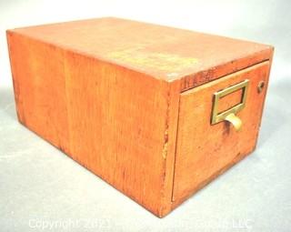 Industrial Wooden Library Card Drawer File Box.  Measures 8" x 10" x 16"