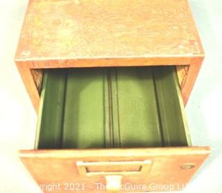 Industrial Wooden Library Card Drawer File Box.  Measures 8" x 10" x 16"