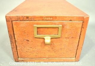 Industrial Wooden Library Card Drawer File Box.  Made by Globe.  Measures 8" x 10" x 16"