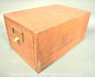 Industrial Wooden Library Card Drawer File Box.  Made by Globe.  Measures 8" x 10" x 16"