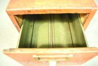 Industrial Wooden Library Card Drawer File Box.  Made by Globe.  Measures 8" x 10" x 16"