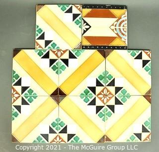 Group of Hand Painted Textured Tiles.  Each measures 6"x 6"