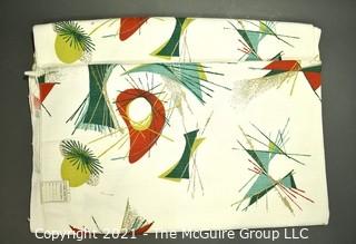 Vintage Mid Century Art Deco Designed Barkcloth Fabric in Atomic Design.  Measures 3 3/4 yard x 48" wide.