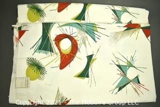 Vintage Mid Century Art Deco Designed Barkcloth Fabric in Atomic Design.  Measures 3 3/4 yard x 48" wide.