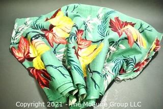 Vintage Mid Century Art Deco Designed Barkcloth Fabric in Bird of Paradise Flower Design.  Measures 3 3/4 yard x 48" wide.