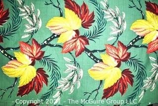 Vintage Mid Century Art Deco Designed Barkcloth Fabric in Bird of Paradise Flower Design.  Measures 3 3/4 yard x 48" wide.