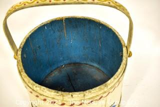 Antique Primitive Pennsylvania Dutch Folk Art Painted Firkin or Sugar Bucket. Circa 1800.  Measures 13" tall excluding handle x  22" diameter. {Note: Description Altered 10.14.2021 @ 6:46pm ET}