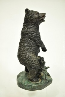 Standing Cast Bronze Grizzley Bear Statue Signed by Artist CAN.  Measures 14"T x 8"W {Note: Description Altered 10.14.2021 @ 6:46pm ET}