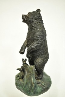 Standing Cast Bronze Grizzley Bear Statue Signed by Artist CAN.  Measures 14"T x 8"W {Note: Description Altered 10.14.2021 @ 6:46pm ET}