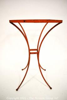  Vintage Orange Wrought Iron Table Missing Insert. Measures 18" tall and 11" square.