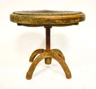 Primitive Stool with Cast Iron Swivel Base. 12" tall.
