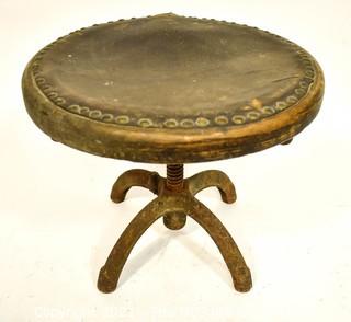 Primitive Stool with Cast Iron Swivel Base. 12" tall.
