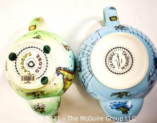 Two (2) Porcelain World Globe Teapots Made by  By Paul Cardew England,