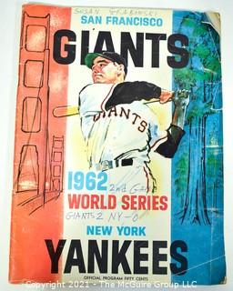 1962 Vintage New York Yankees - San Francisco Giants World Series Program. Baseball Sports