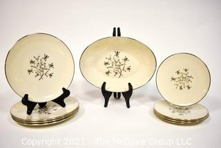 Nine (9) pieces of Vintage Lenox "Princess" Porcelain China with Platinum Edge. 