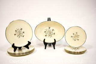 Nine (9) pieces of Vintage Lenox "Princess" Porcelain China with Platinum Edge. 