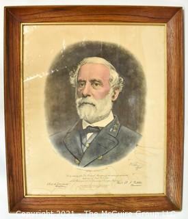 Framed Under Glass Engraving of Confederate General Robert E. Lee, sold by authority of the Lee Memorial Association for the erection of a Monument at the tomb of General Lee at the Washington & Lee College, Lexington, VA. Published by Bradley and Company, New York, 1870. 